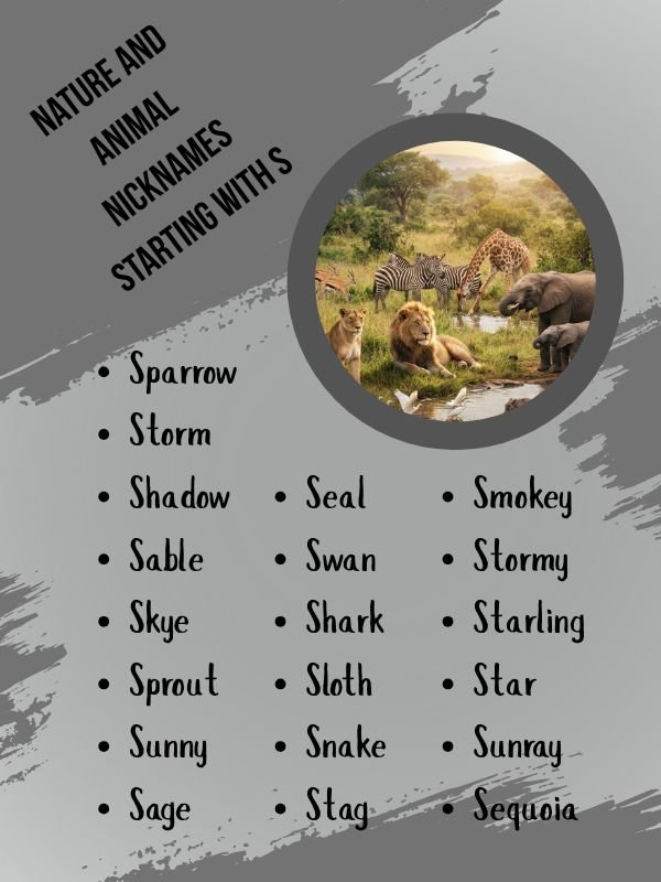 Nature And Animal Nicknames Starting With S
