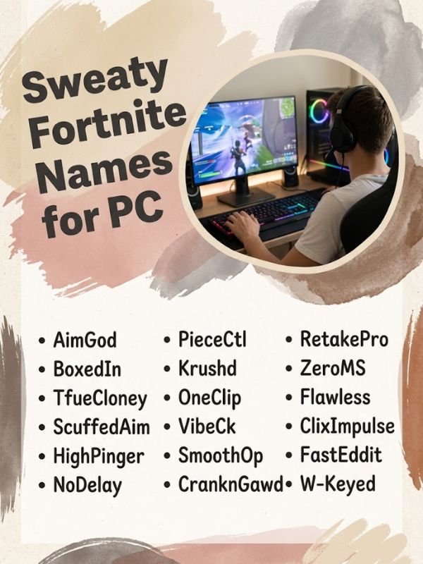 Sweaty Fortnite Names for PC