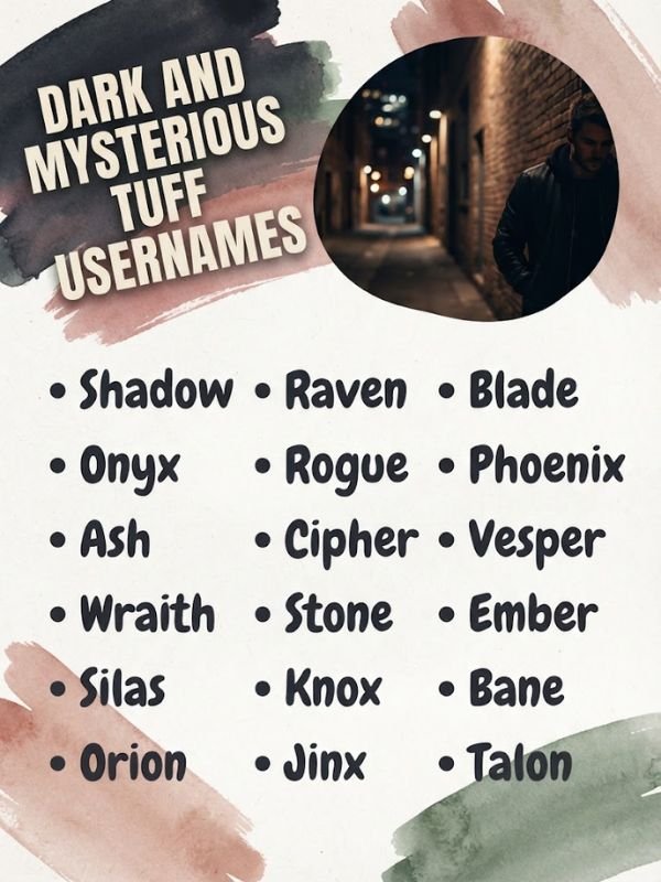 Dark and Mysterious Tuff Usernames