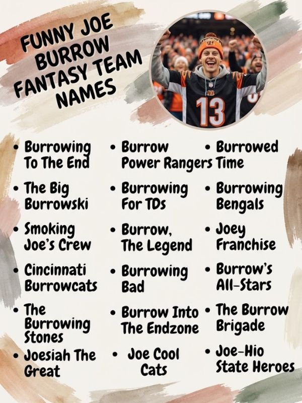 Funny Joe Burrow Fantasy Team Names