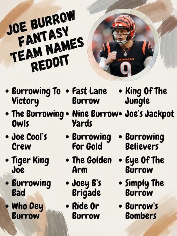 Joe Burrow Fantasy Team Names Reddit