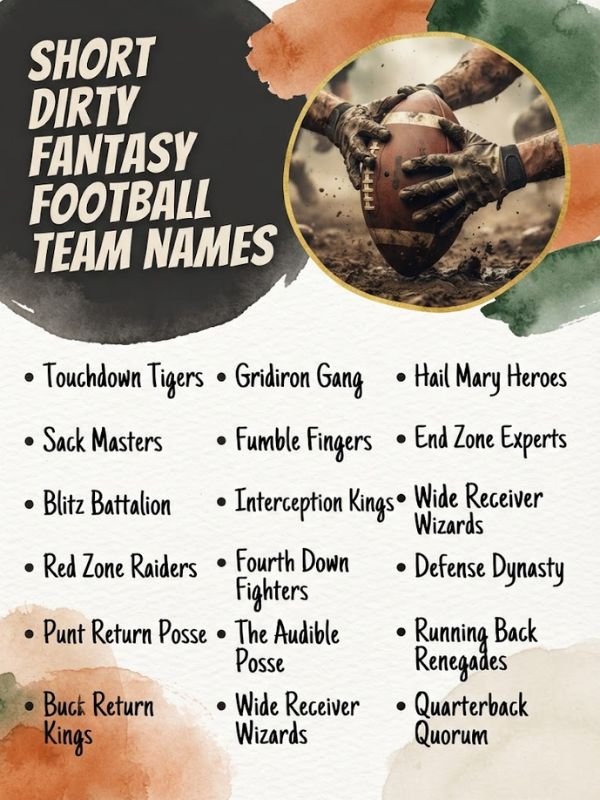 Short Dirty Fantasy Football Team Names