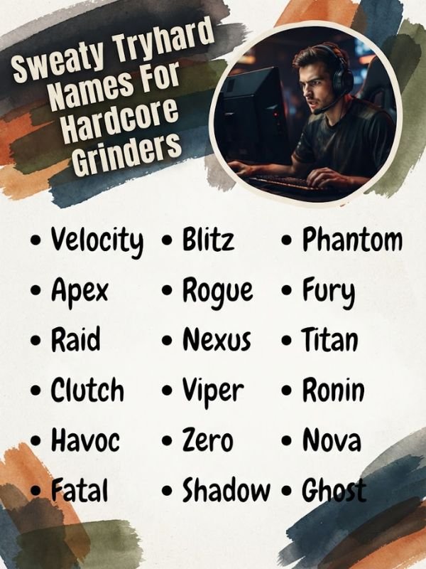 Sweaty Tryhard Names For Hardcore Grinders