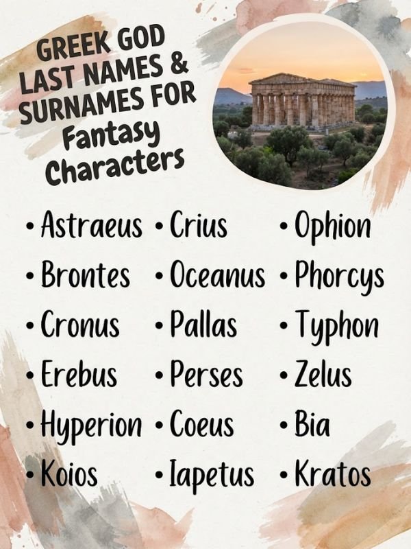 Greek God Last Names & Surnames for Fantasy Characters