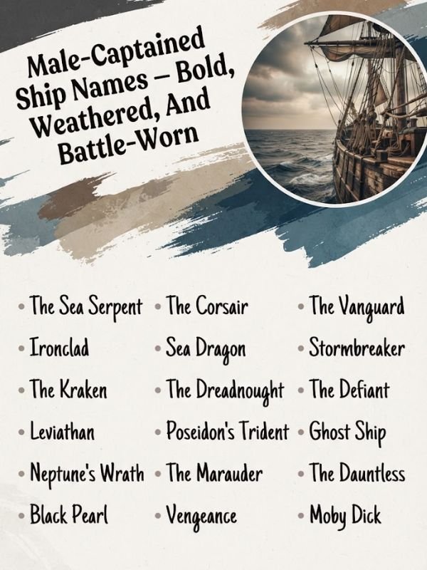 Male-Captained Ship Names — Bold, Weathered, And Battle-Worn